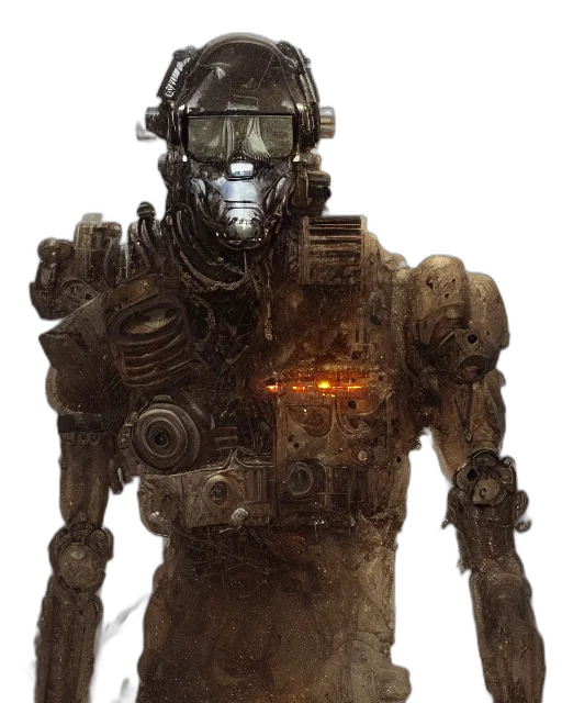 robot, face, weapon, creature transparent PNG cut-out