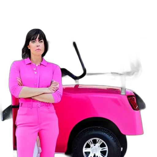 car, staff, 3d render, vaporwave transparent PNG cut-out
