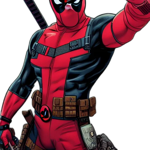 comic book art, concept art, red, deadpool transparent PNG cut-out