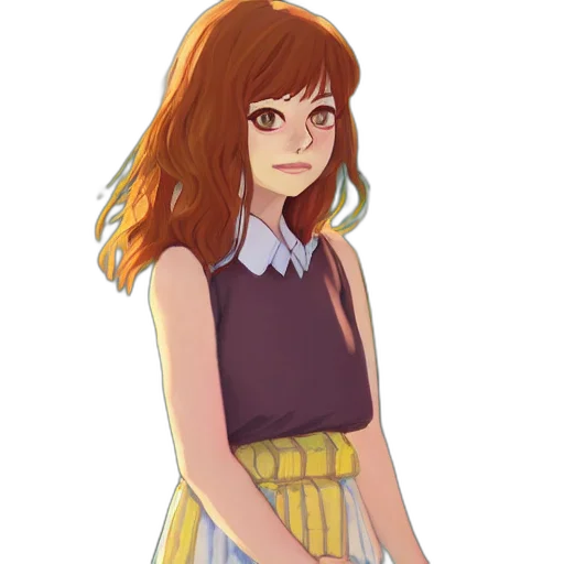 dress, staff, hair, creature transparent PNG cut-out