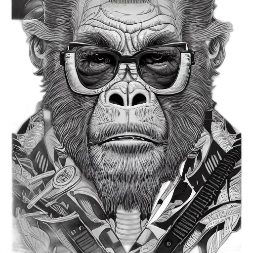 animal, face, photorealistic, comic book art transparent PNG cut-out