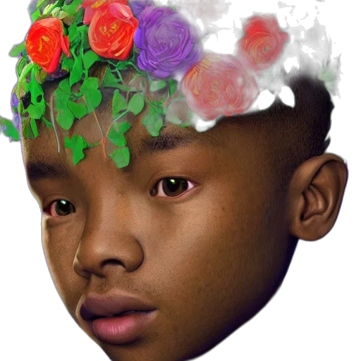 crown, face, flower, hat transparent PNG cut-out