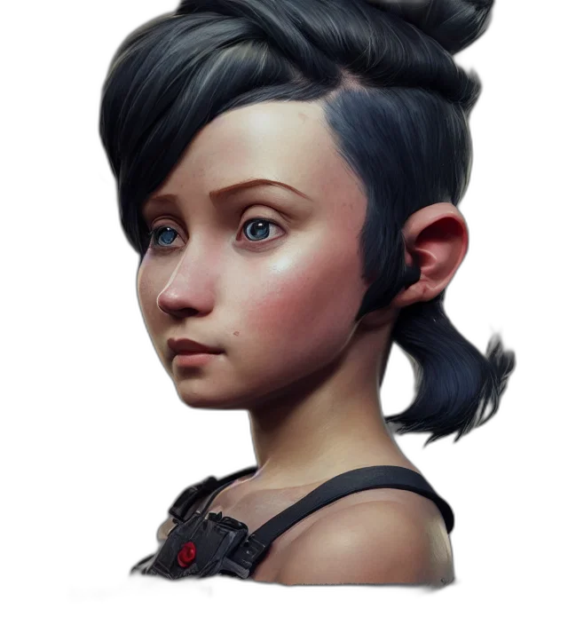 face, hair, crown, staff transparent PNG cut-out
