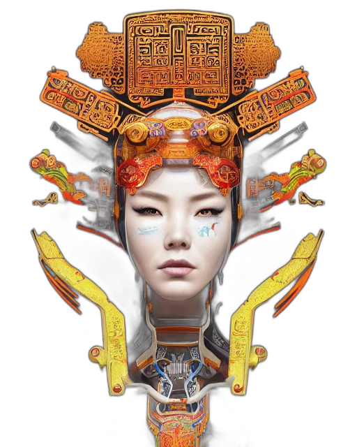 robot, face, mask, crown transparent PNG cut-out