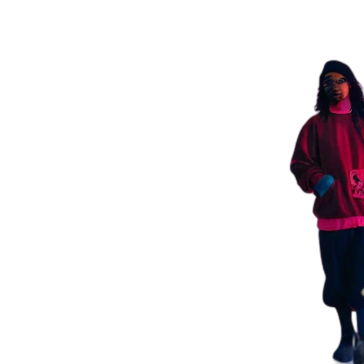 jacket, dress, staff, vaporwave transparent PNG cut-out