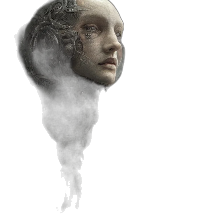 face, mask, robot, hair transparent PNG cut-out