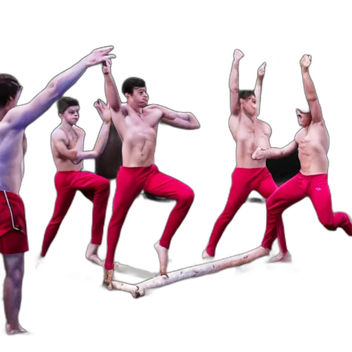 red, male, college, gymnasts transparent PNG cut-out