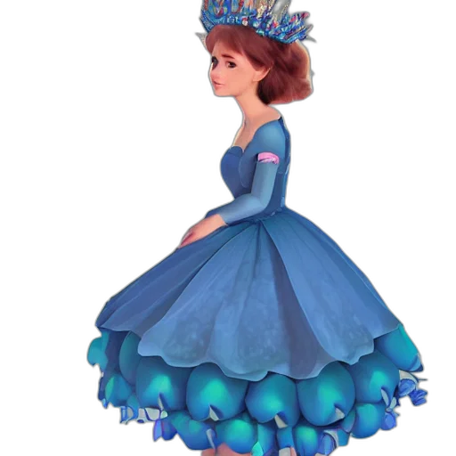 dress, crown, jewelry, 3d render transparent PNG cut-out