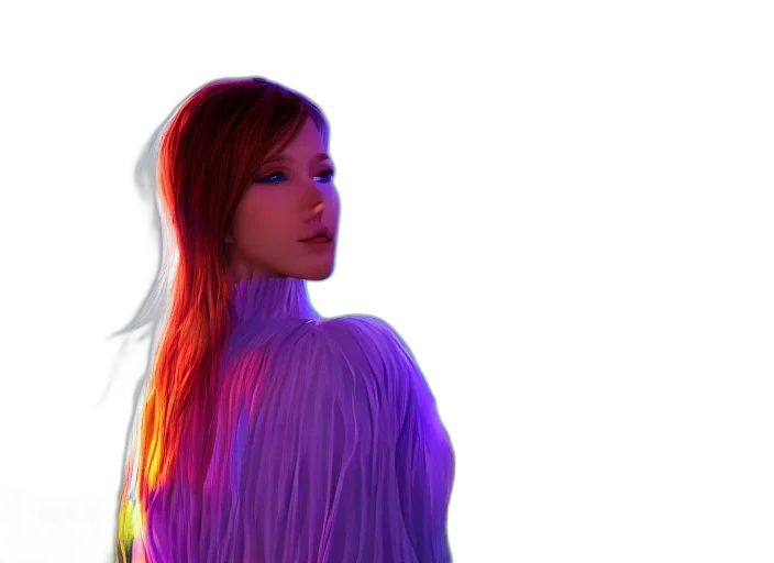 hair, dress, vaporwave, 3d render transparent PNG cut-out