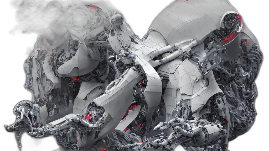 robot, 3d render, concept art, cyberpunk transparent PNG cut-out