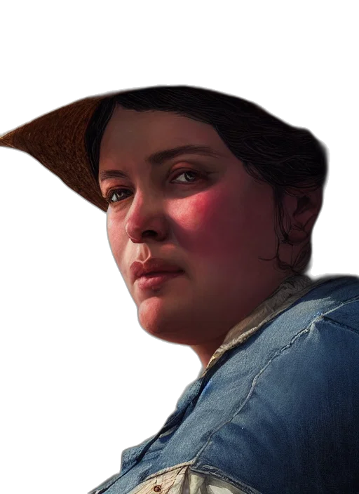 hat, face, jacket, staff transparent PNG cut-out