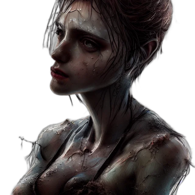 face, creature, concept art, photorealistic transparent PNG cut-out