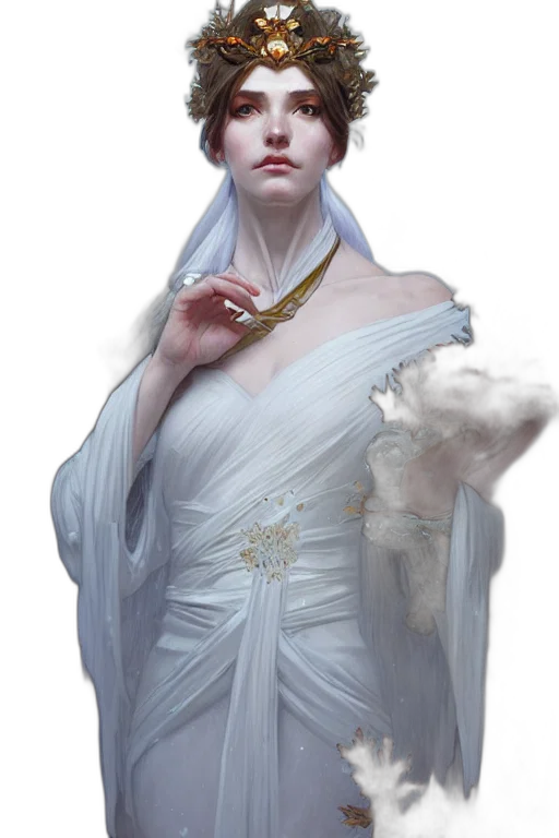dress, jewelry, staff, crown transparent PNG cut-out