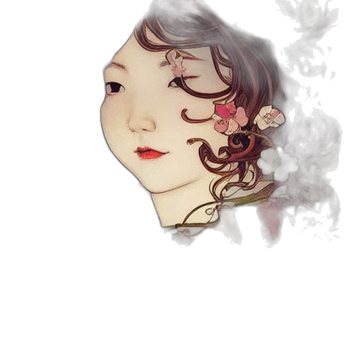 face, flower, mask, watercolor transparent PNG cut-out