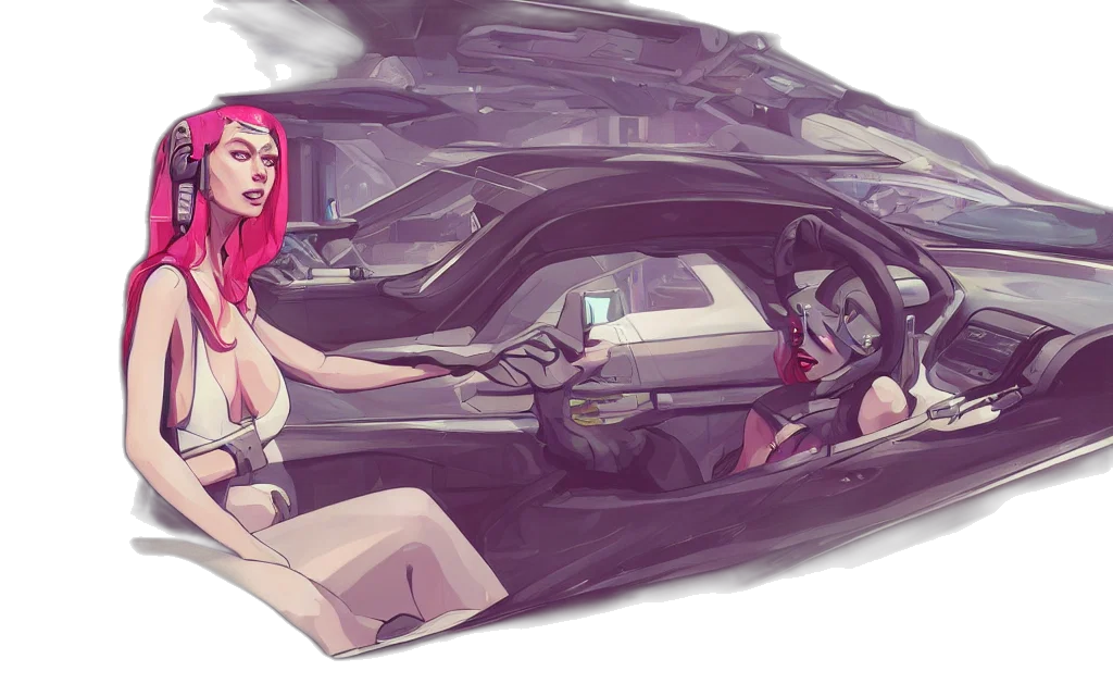 car, concept art, comic book art, cyberpunk transparent PNG cut-out