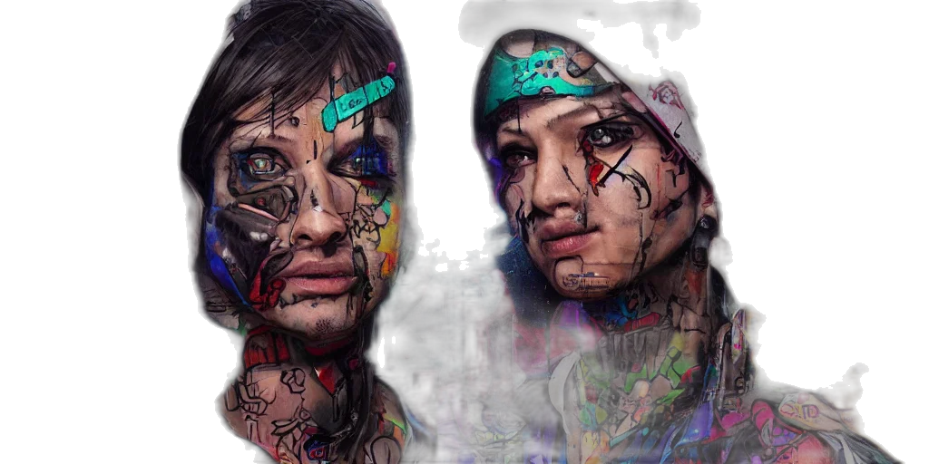 face, mask, cyberpunk, photorealistic transparent PNG cut-out