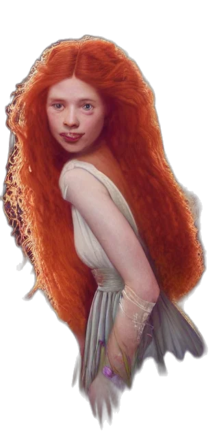 dress, hair, crown, fantasy art transparent PNG cut-out