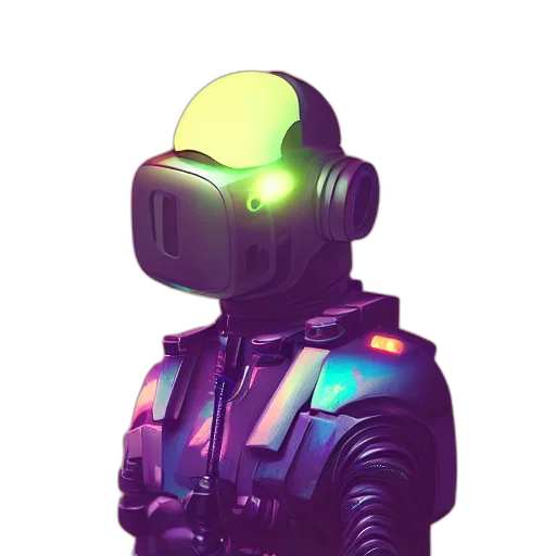 robot, jacket, mask, staff transparent PNG cut-out