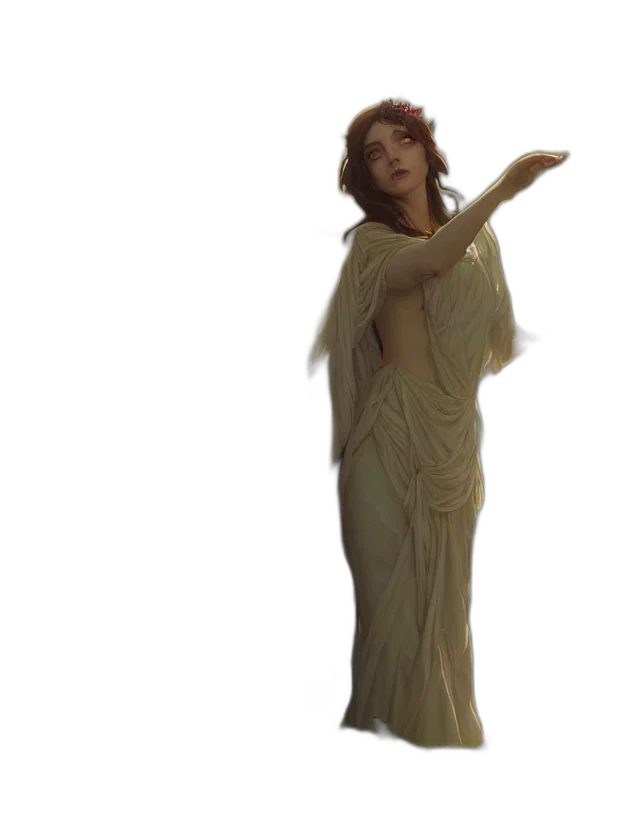 dress, staff, creature, concept art transparent PNG cut-out