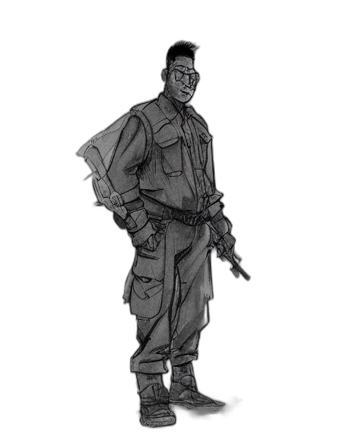 staff, jacket, weapon, concept art transparent PNG cut-out