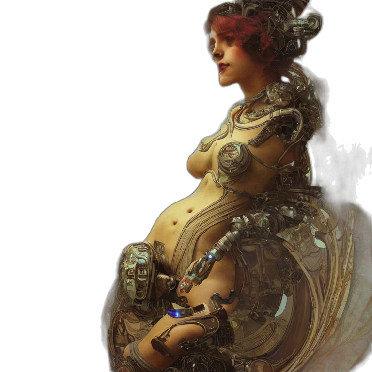 dress, robot, concept art, fantasy art transparent PNG cut-out