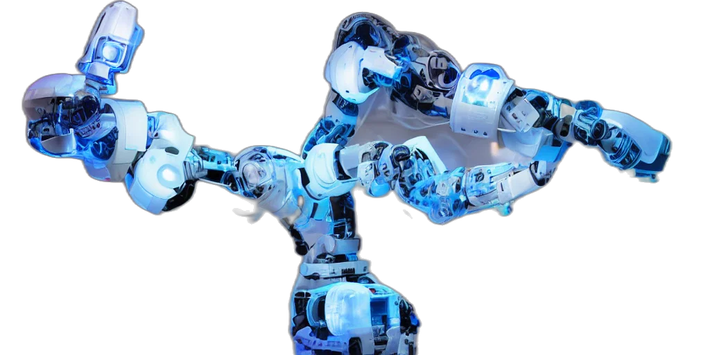 robot, 3d render, concept art, cyberpunk transparent PNG cut-out