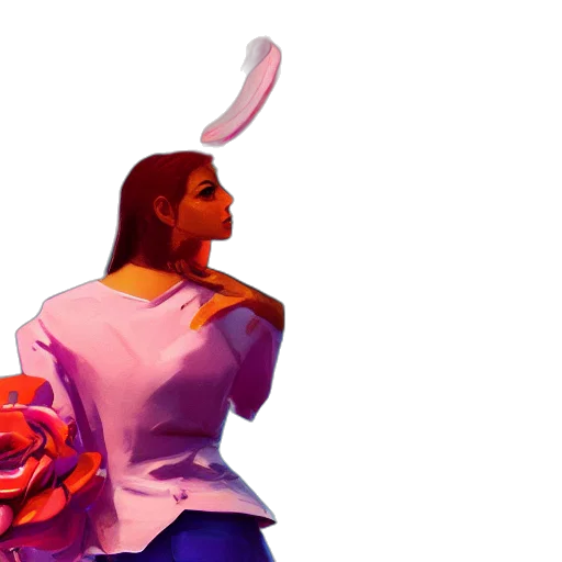 dress, staff, weapon, flower transparent PNG cut-out