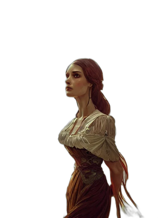 dress, face, staff, crown transparent PNG cut-out