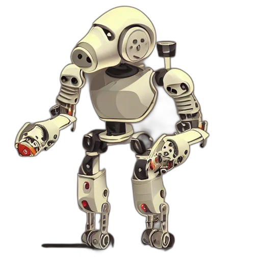robot, staff, concept art, 3d render transparent PNG cut-out