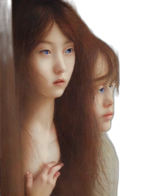 face, photorealistic, oil painting, fantasy art transparent PNG cut-out