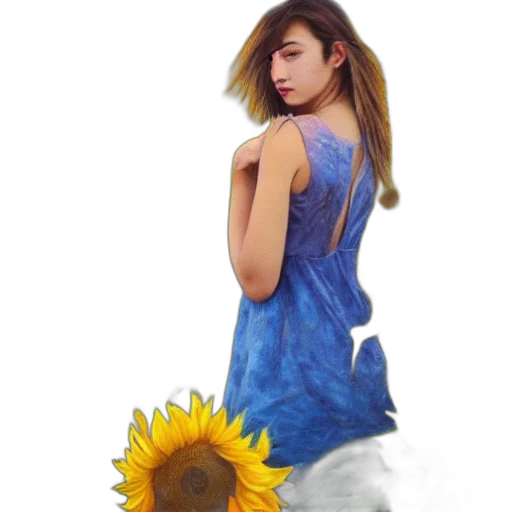 dress, flower, umbrella, photorealistic transparent PNG cut-out