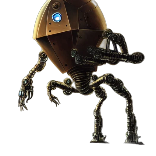 robot, creature, weapon, staff transparent PNG cut-out