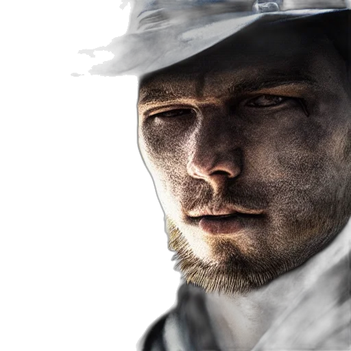 face, hat, weapon, staff transparent PNG cut-out