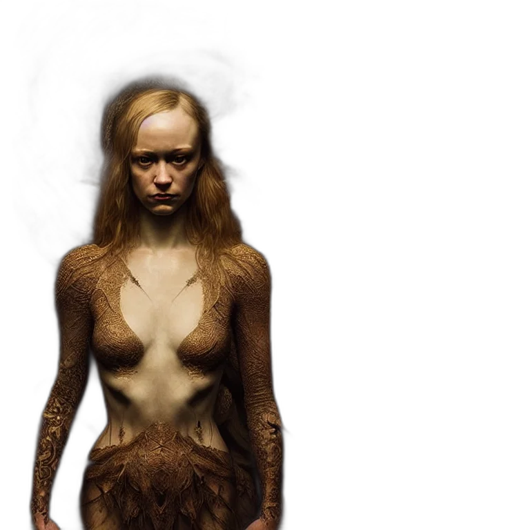 dress, hair, creature, concept art transparent PNG cut-out