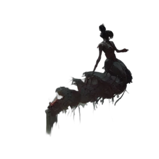 creature, dress, hair, weapon transparent PNG cut-out