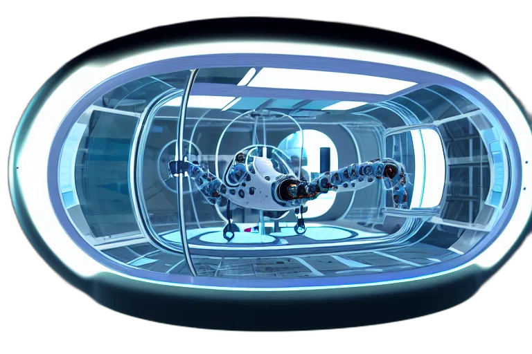 robot, concept art, 3d render, outer space transparent PNG cut-out