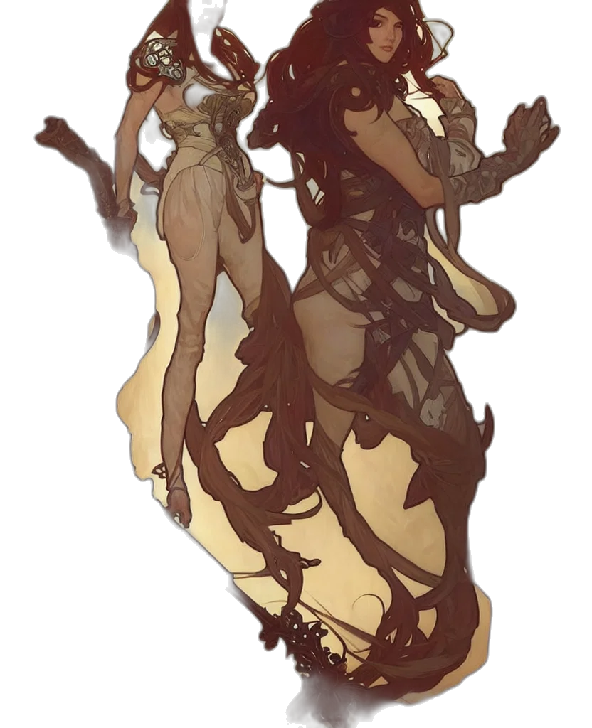 dress, creature, staff, concept art transparent PNG cut-out