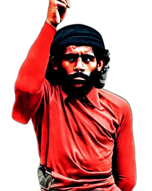 staff, face, red, guerrillero transparent PNG cut-out