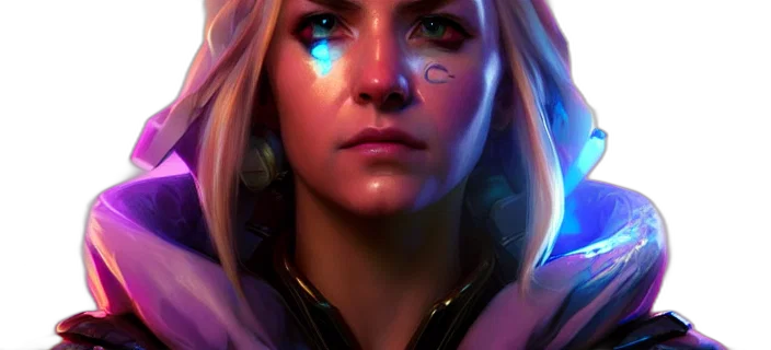 face, robot, staff, cyberpunk transparent PNG cut-out