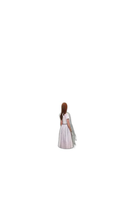 dress, hair, staff, robot transparent PNG cut-out