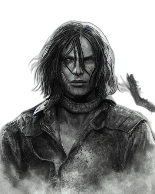 face, hair, weapon, concept art transparent PNG cut-out