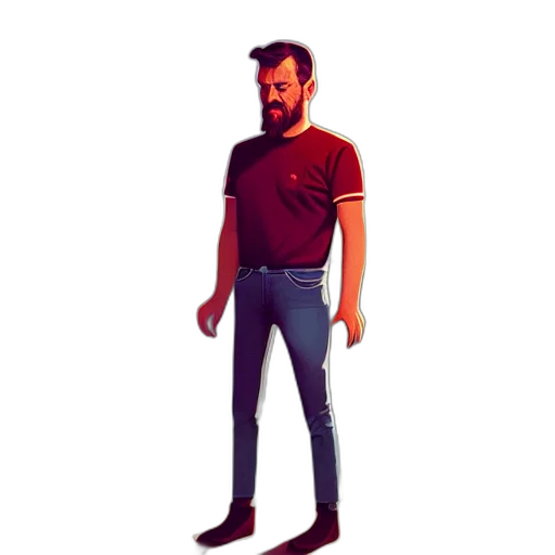 jacket, staff, robot, creature transparent PNG cut-out