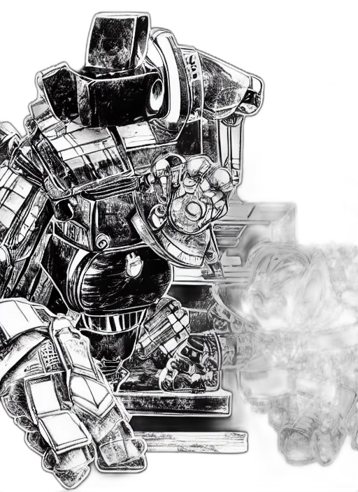 robot, weapon, comic book art, concept art transparent PNG cut-out