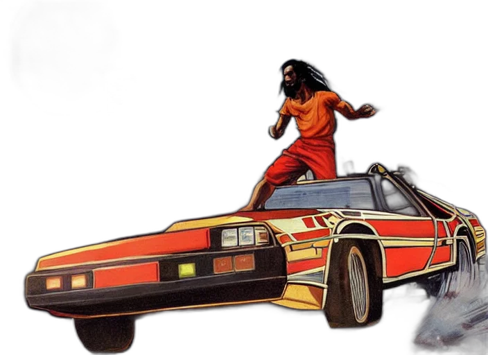 car, concept art, comic book art, fire transparent PNG cut-out