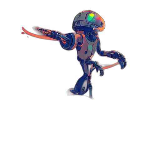 robot, creature, weapon, staff transparent PNG cut-out