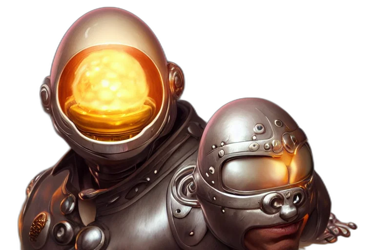 robot, face, concept art, 3d render transparent PNG cut-out