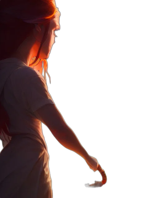 dress, face, staff, weapon transparent PNG cut-out