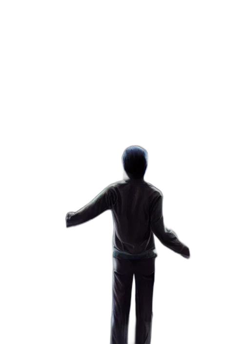 jacket, staff, robot, creature transparent PNG cut-out