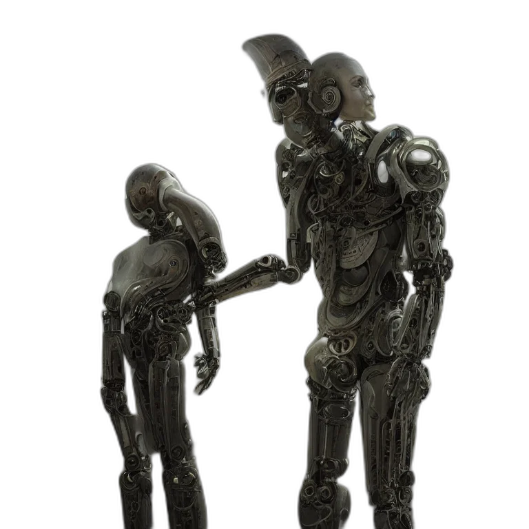 robot, concept art, 3d render, cyberpunk transparent PNG cut-out
