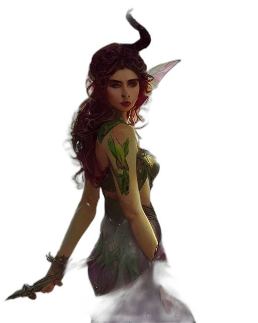 dragon, staff, dress, creature transparent PNG cut-out